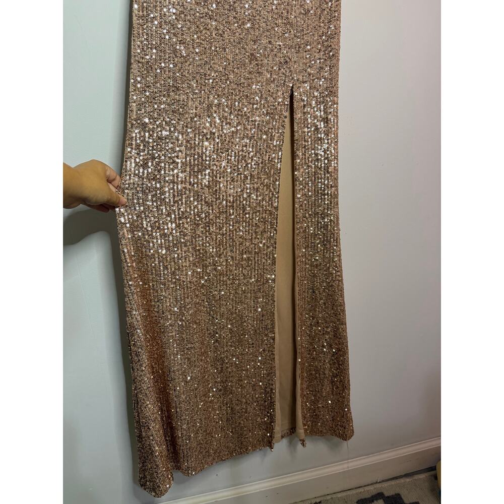 Lulus Lavish Lover Rose Gold Strapless Sequin Maxi Dress Size Medium $118 - Picture 3 of 9